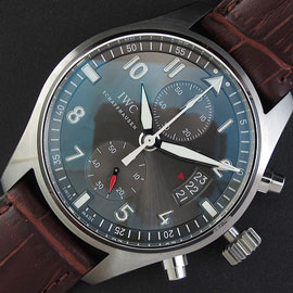 【43MM】IWC パイロットクロノ 多機能腕時計