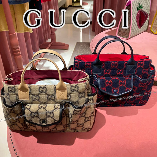 セレブ多数愛用 グッチGUCCI ハンドバック GGウール ベージュ 628159 525040