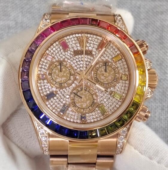 ロレックス スーパーコピー時計 デイトナ レインボー 全面ダイヤ ブレスダイヤモンド116595RBOW