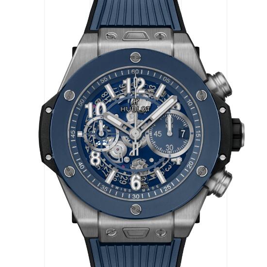 固いハウジング腕時計 ウブロ ビッグ・バン ウニコ チタニウム ブルーセラミック 421.NL.5170.RX